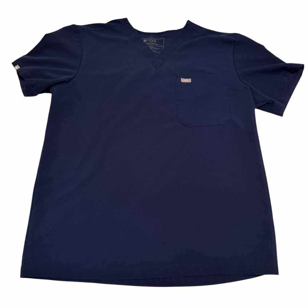 Figs Deep Navy Medical Top with Branded Patch